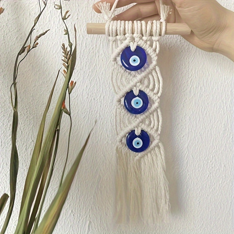 Bohemian Blue Evil Eye Handmade Tapestry - DECO