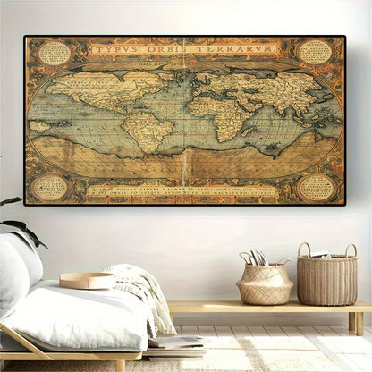 Retro World Map Art Print Poster - DECO