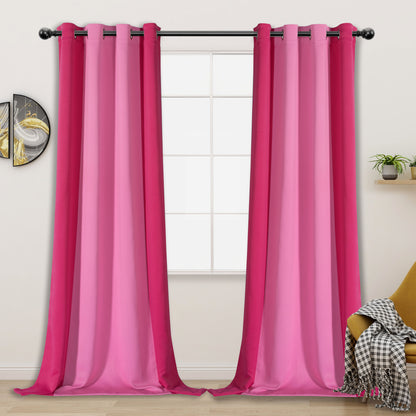 Double Color Block Blackout Curtains