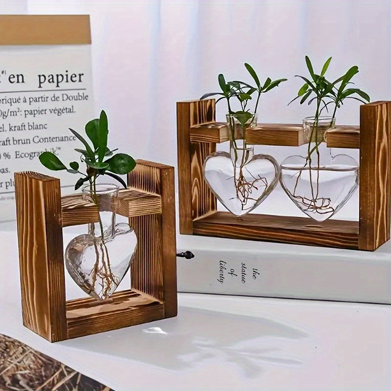 Wooden Frame Hydroponic Flower Vase - DECO