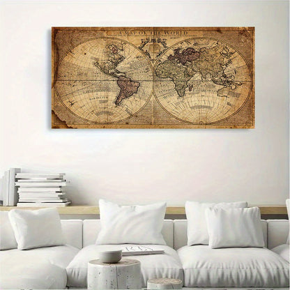 Retro World Map Art Print Poster - DECO