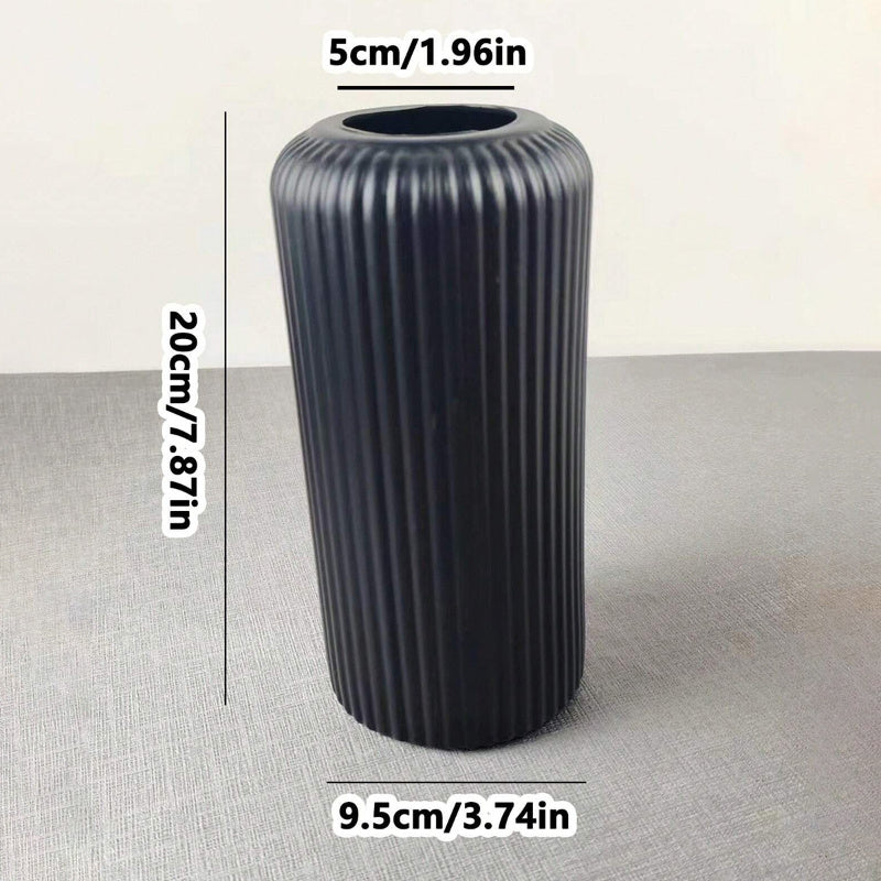 Striped Ceramic-Look Plastic Vase - DECO