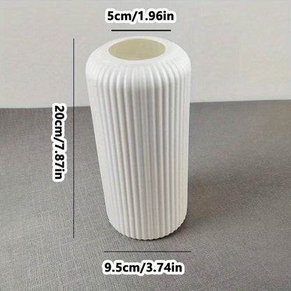 Striped Ceramic-Look Plastic Vase - DECO