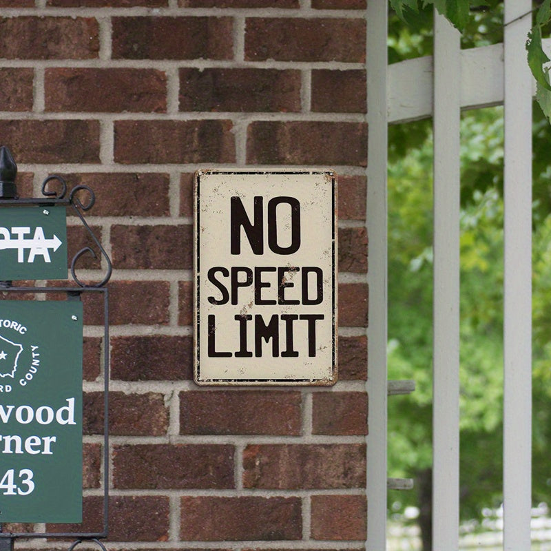 "NO SPEED LIMIT" Metal Sign - DECO