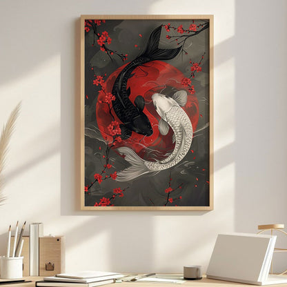 Japanese Koi Yin Yang Art Print - DECO