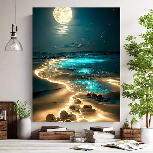 Moonlit Seascape Canvas Art - DECO