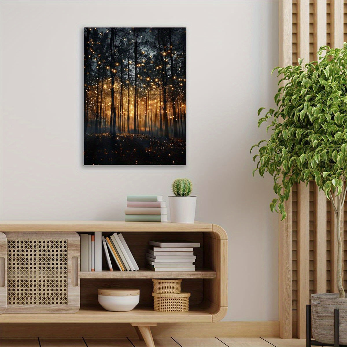 Enchanted Fireflies Forest Art Print - DECO