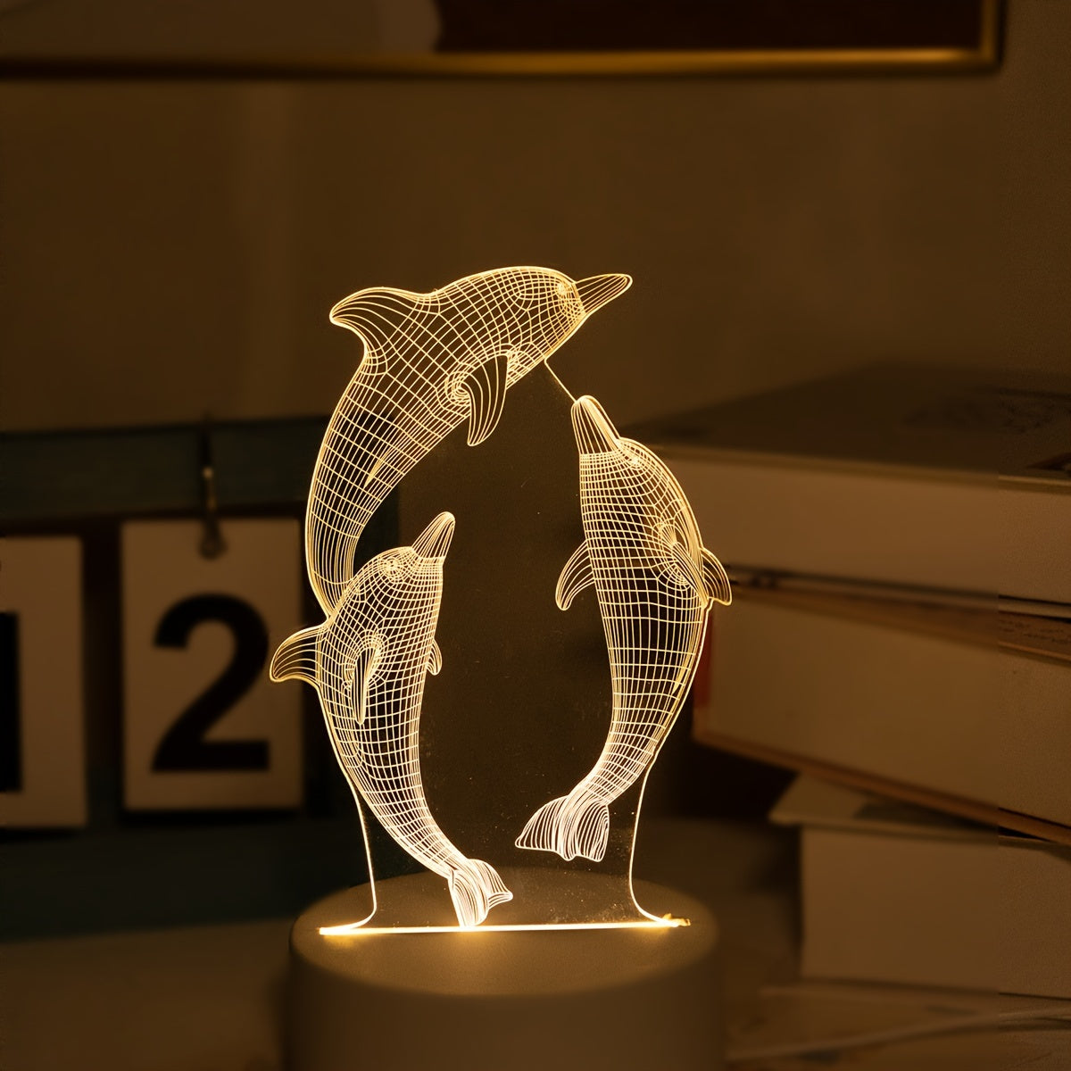 USB 3D Glowing Dolphin Night Light - DECO