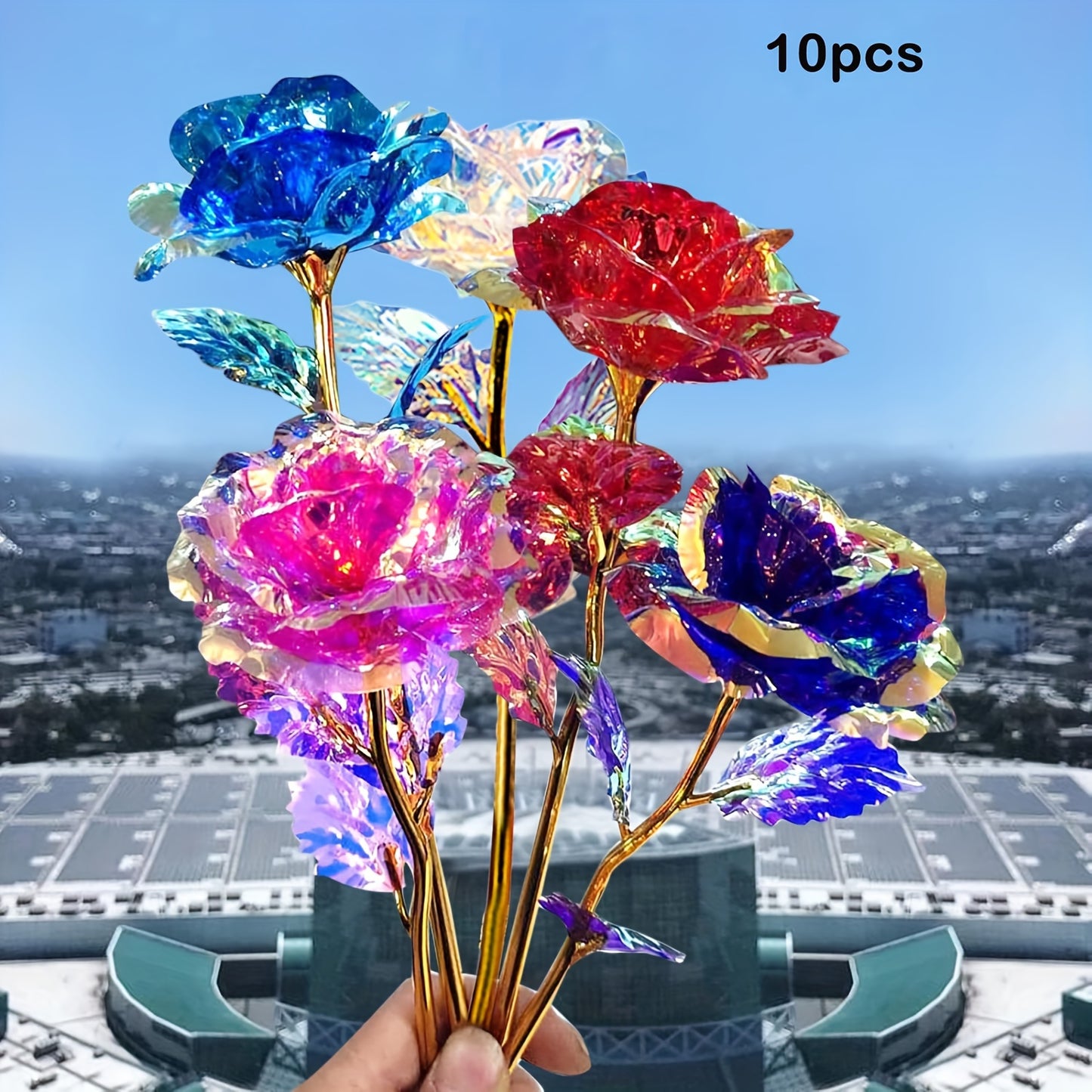 Multicolor Artificial Roses (10 pcs) - DECO