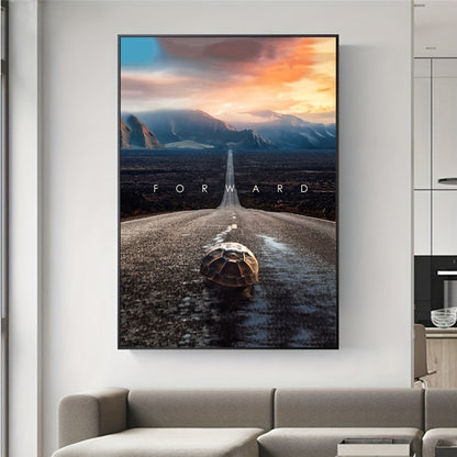 Turtle Climbing Road Art Print - DECO