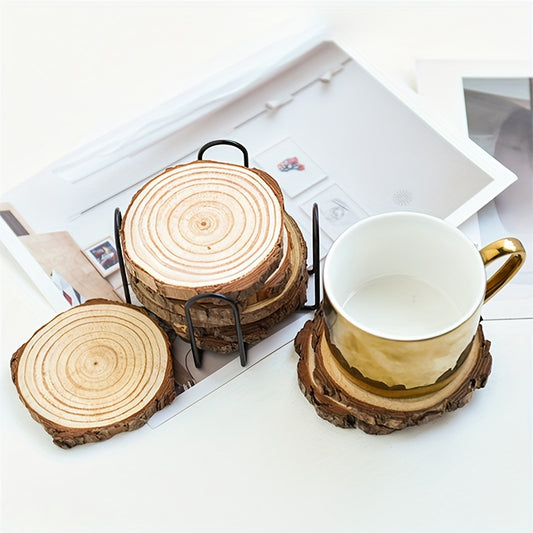 Wooden Coaster Set with Metal Stand (6 pcs) - DECO