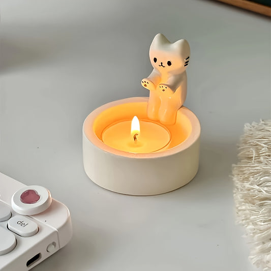 Ceramic Kitten Candle Holder - DECO