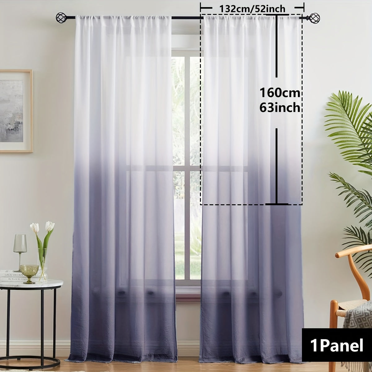 Gradient Two-Tone Sheer Curtains