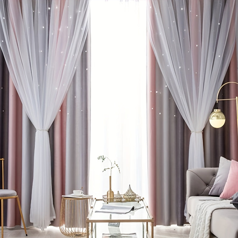 Gray Pink Gradient Sheer Curtain (1 pc)