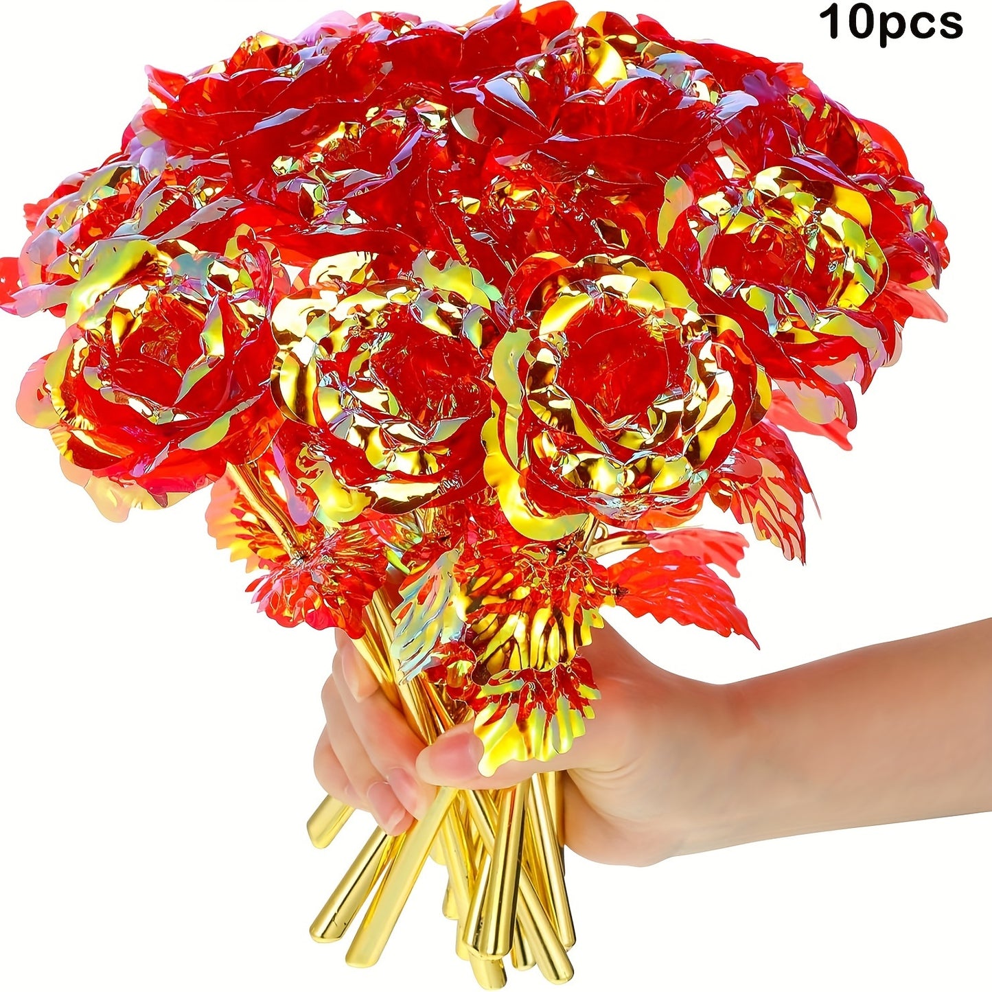 Multicolor Artificial Roses (10 pcs) - DECO