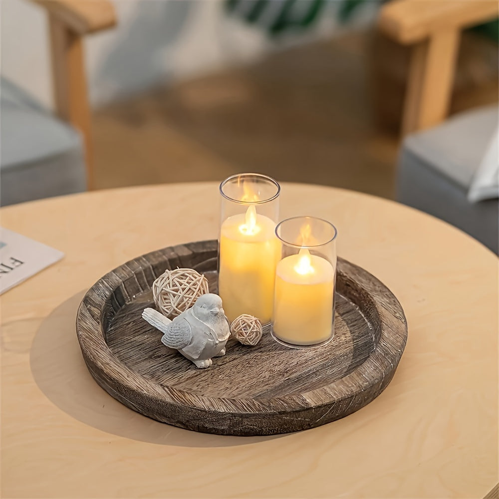 Rustic Wooden Candle Tray - DECO