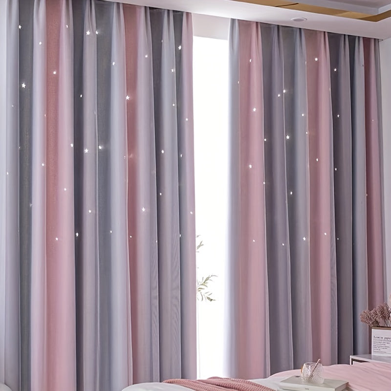 Gray Pink Gradient Sheer Curtain (1 pc)