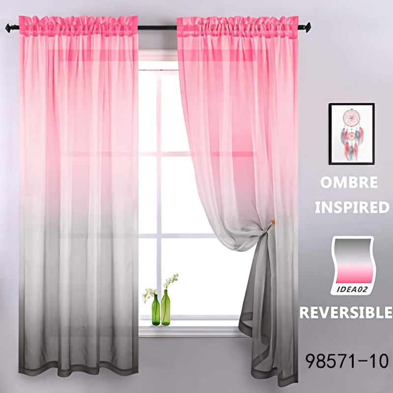 Gradient Two-Tone Sheer Curtains