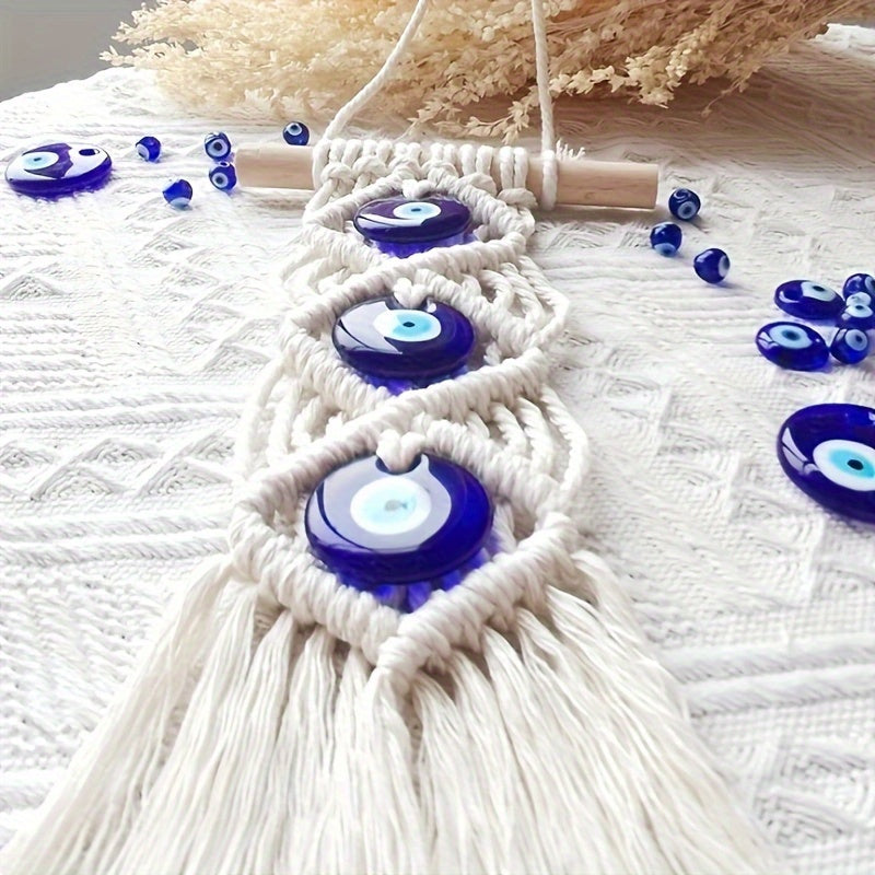 Bohemian Blue Evil Eye Handmade Tapestry - DECO