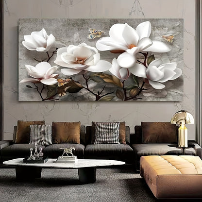 Abstract White Flowers Art Print - DECO