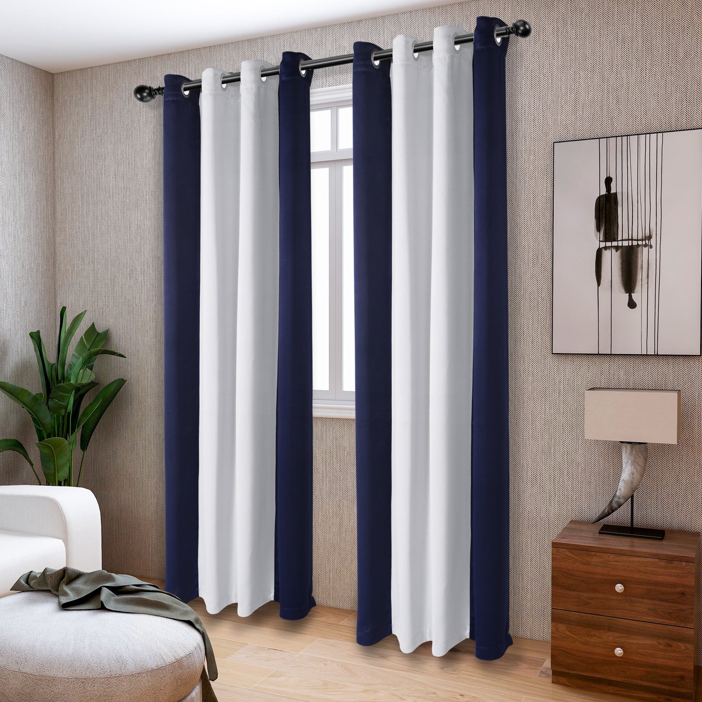 Double Color Block Blackout Curtains