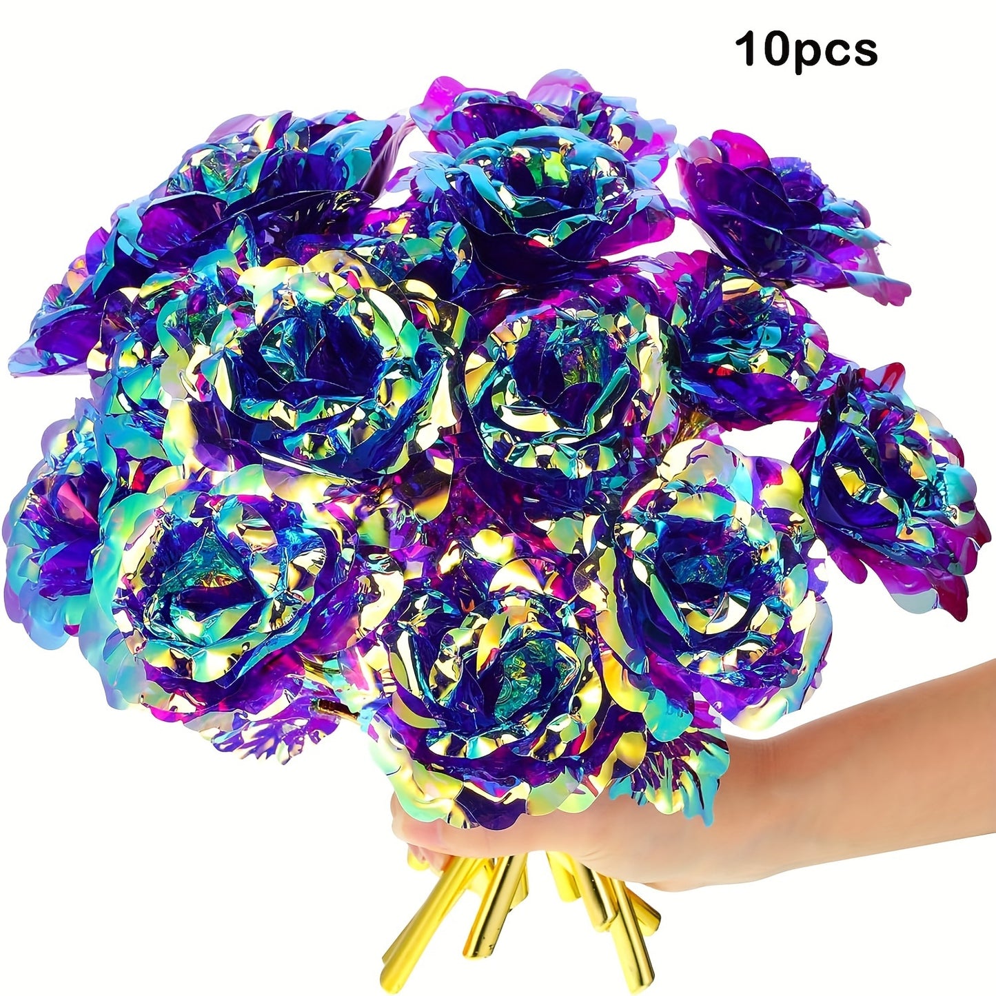 Multicolor Artificial Roses (10 pcs) - DECO