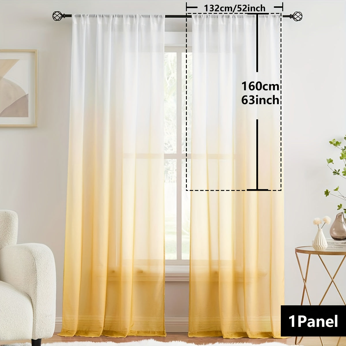 Gradient Two-Tone Sheer Curtains