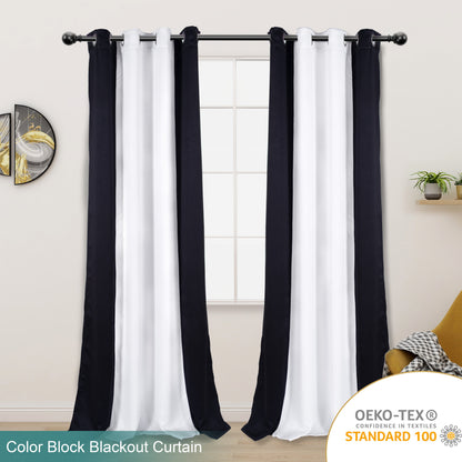 Double Color Block Blackout Curtains