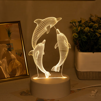 USB 3D Glowing Dolphin Night Light - DECO