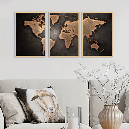 Retro World Map Art Print Set - DECO