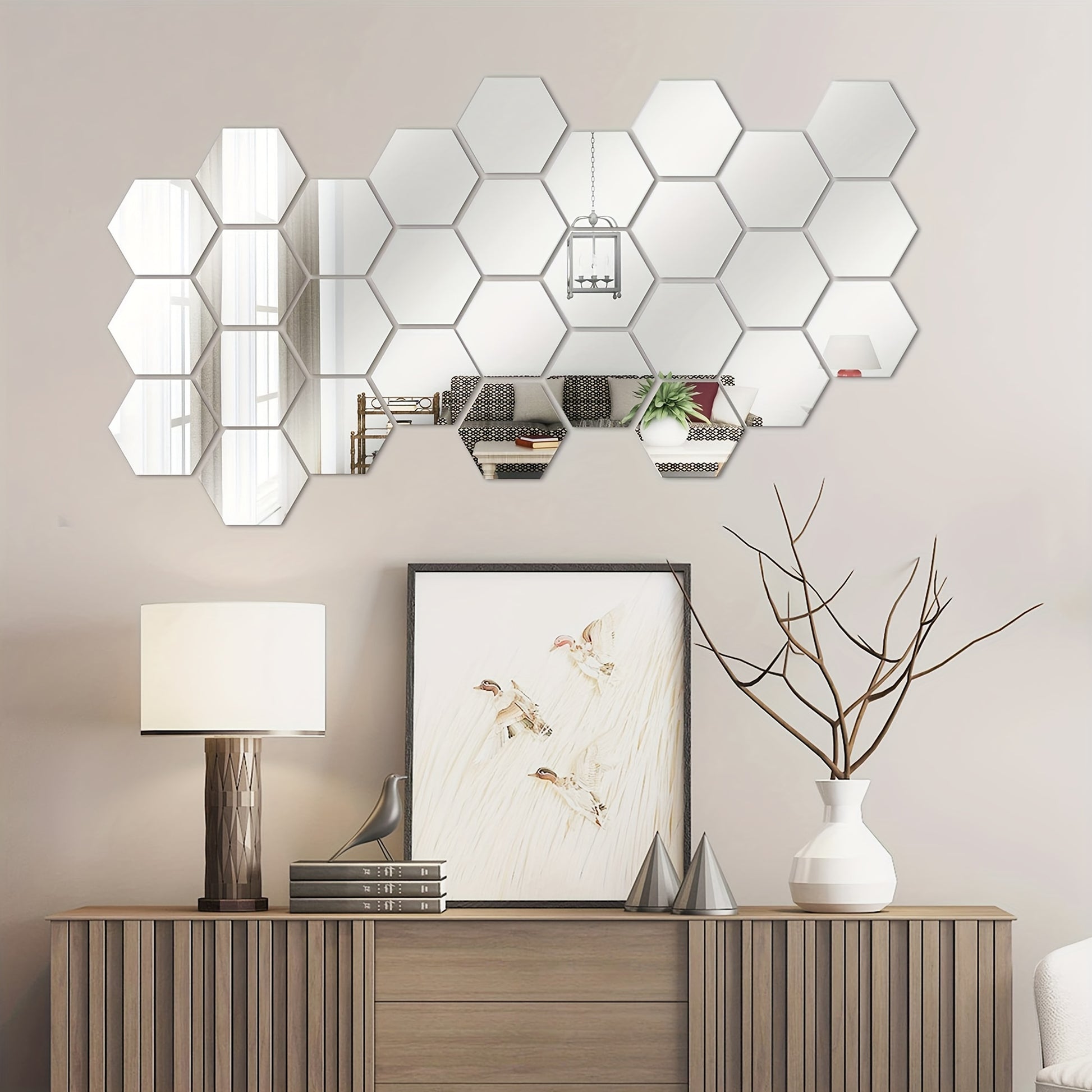 Hexagonal Mirror Stickers (12pcs) - DECO