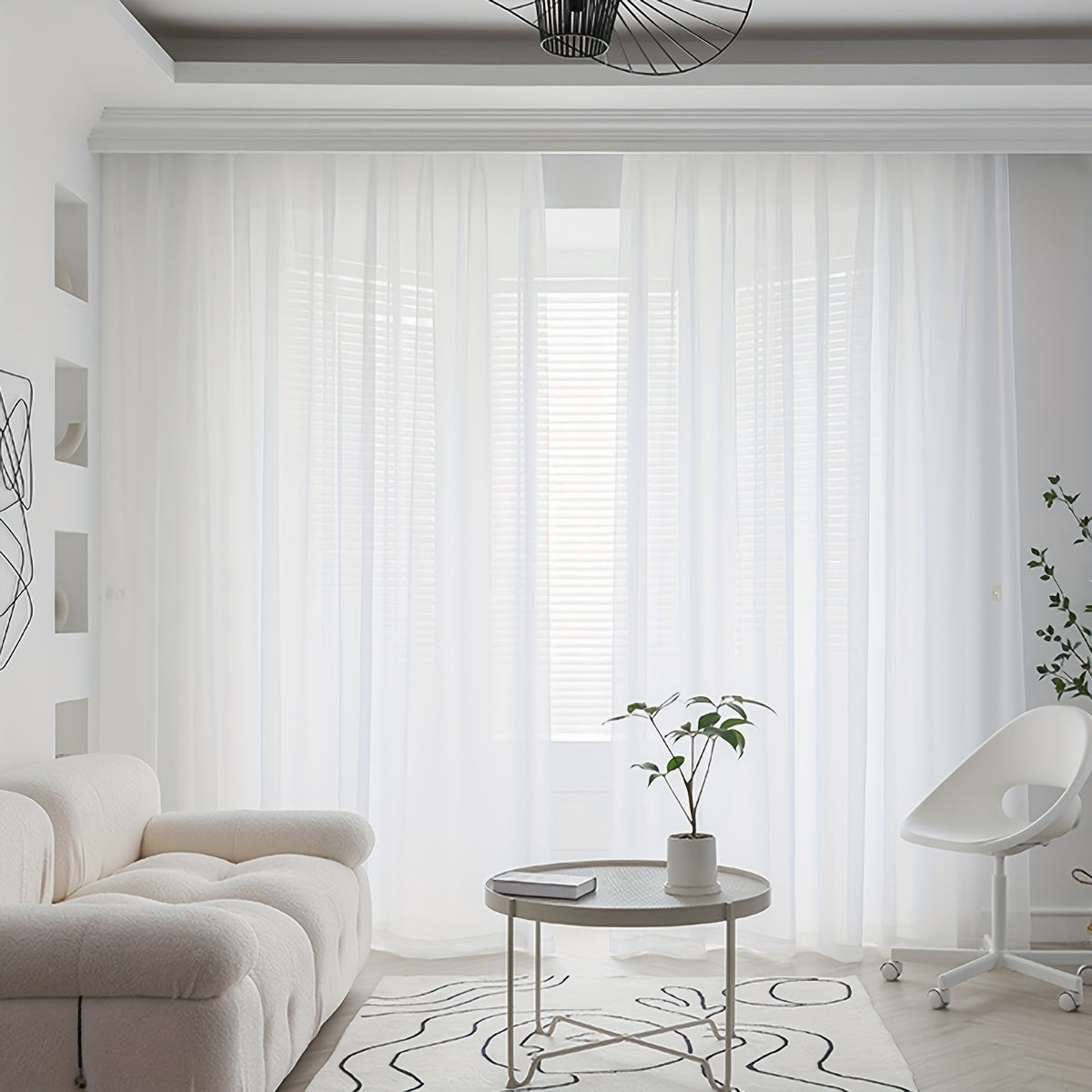 Elegant Pure White Sheer Curtain