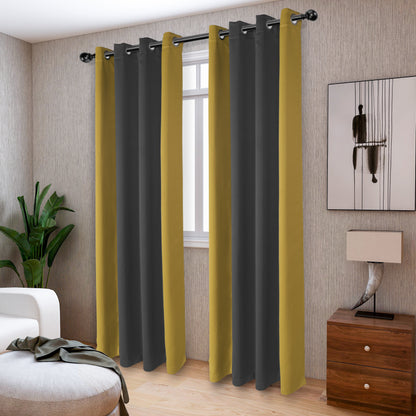 Double Color Block Blackout Curtains