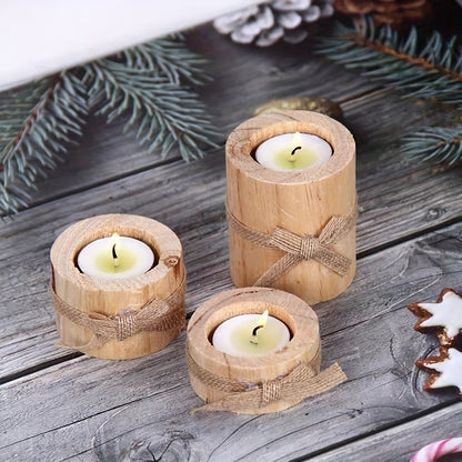 Wooden Candle Holder (3 pcs) - DECO