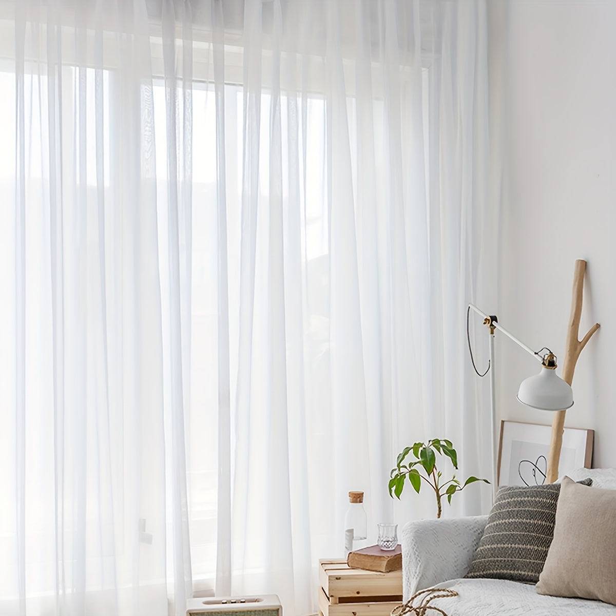 Elegant Pure White Sheer Curtain