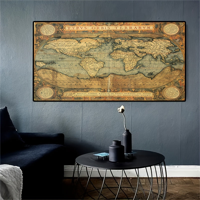 Retro World Map Art Print Poster - DECO