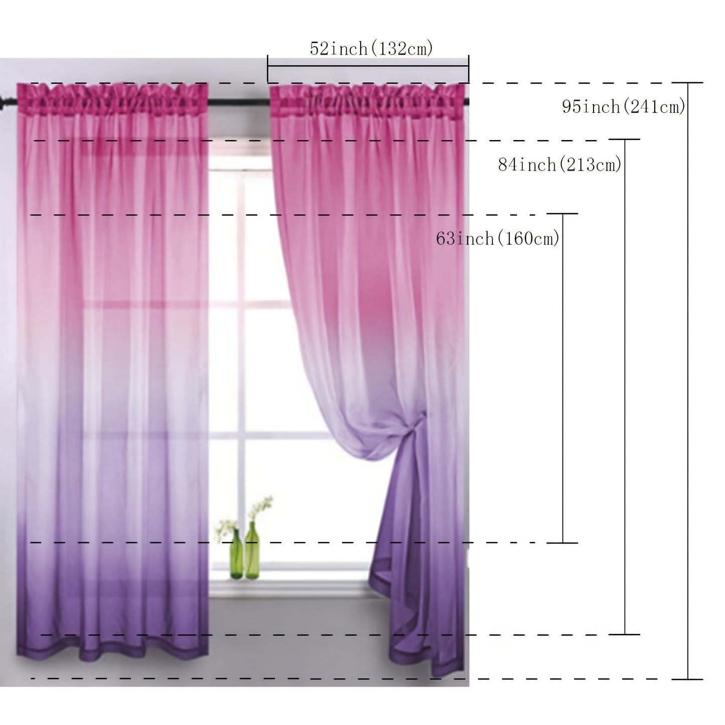 Gradient Two-Tone Sheer Curtains