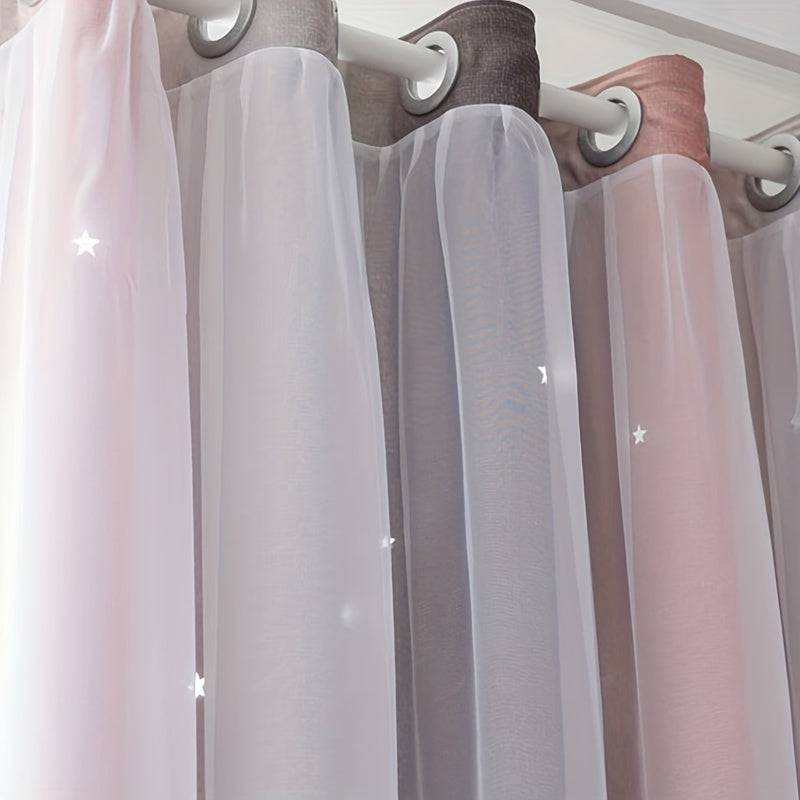 Gray Pink Gradient Sheer Curtain (1 pc)