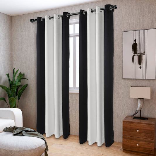 Double Color Block Blackout Curtains